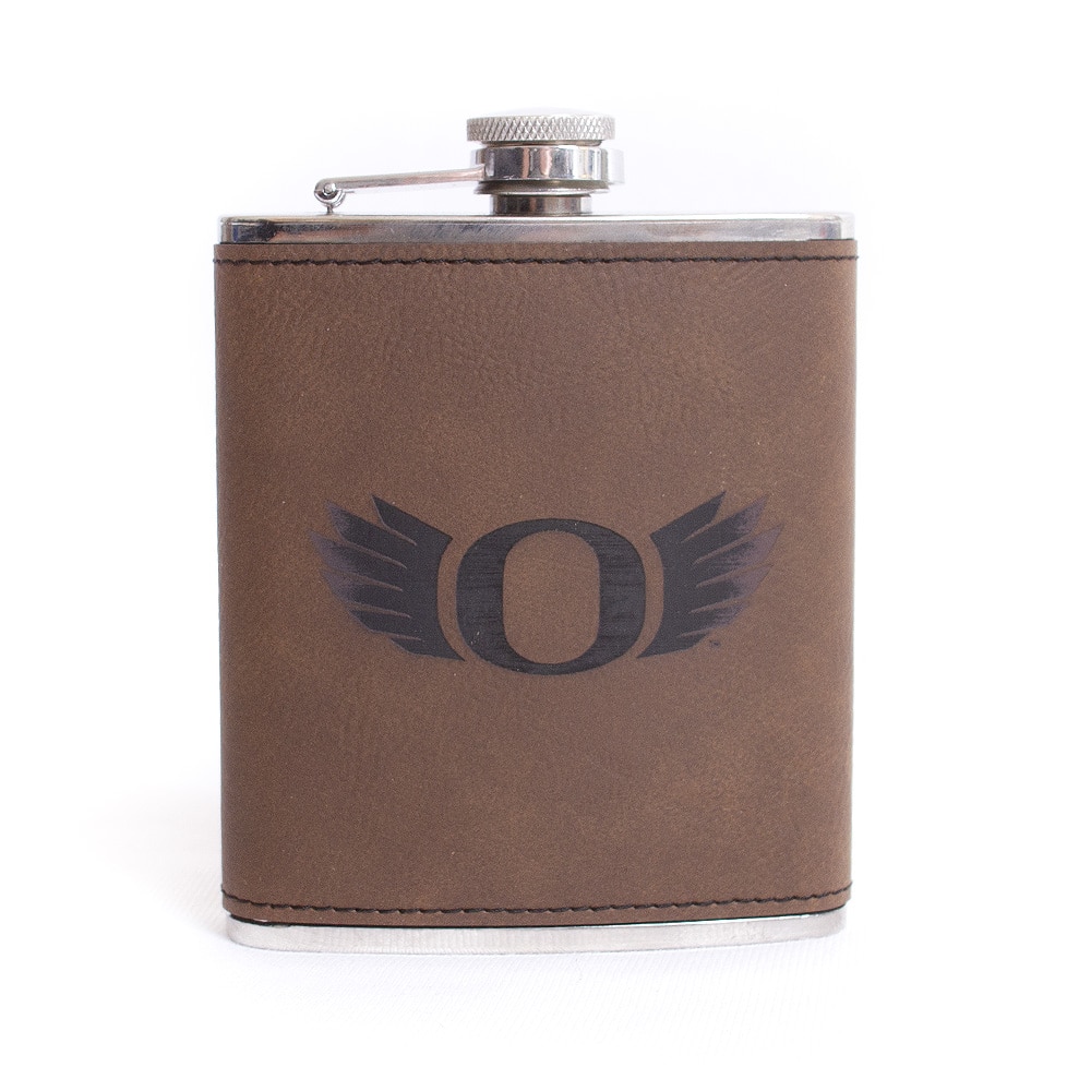 O Wings, Timeless Etchings, Brown, Water Bottles, Leather, Home & Auto, 7 ounce, Flask, 816499